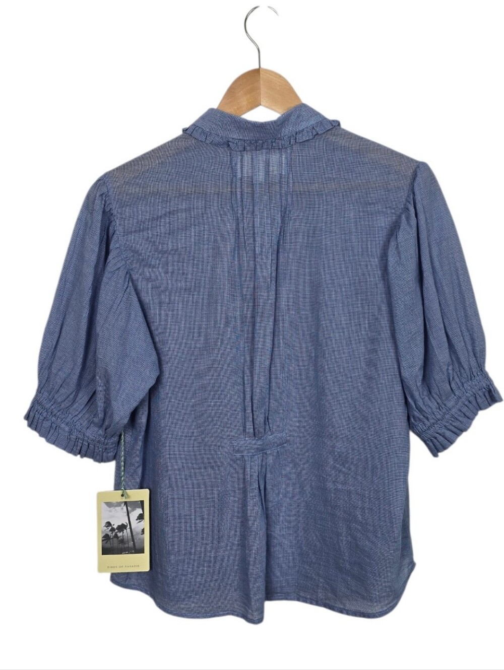 NEW Trovata Birds Of Paradis Gemma Houndstooth Lightweight Top Medium Blue - Picture 9 of 14